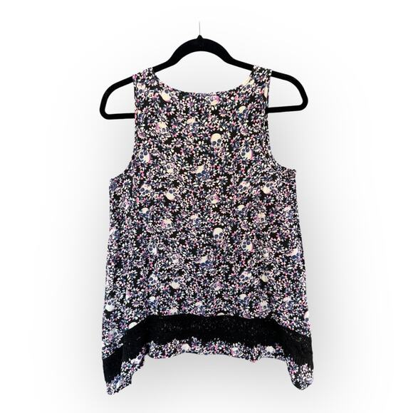 HOT TOPIC Ladies Purple Skull Flower Sleeveless Tank Top NWT | Sz S Punk Emo Alt - Picture 2 of 7